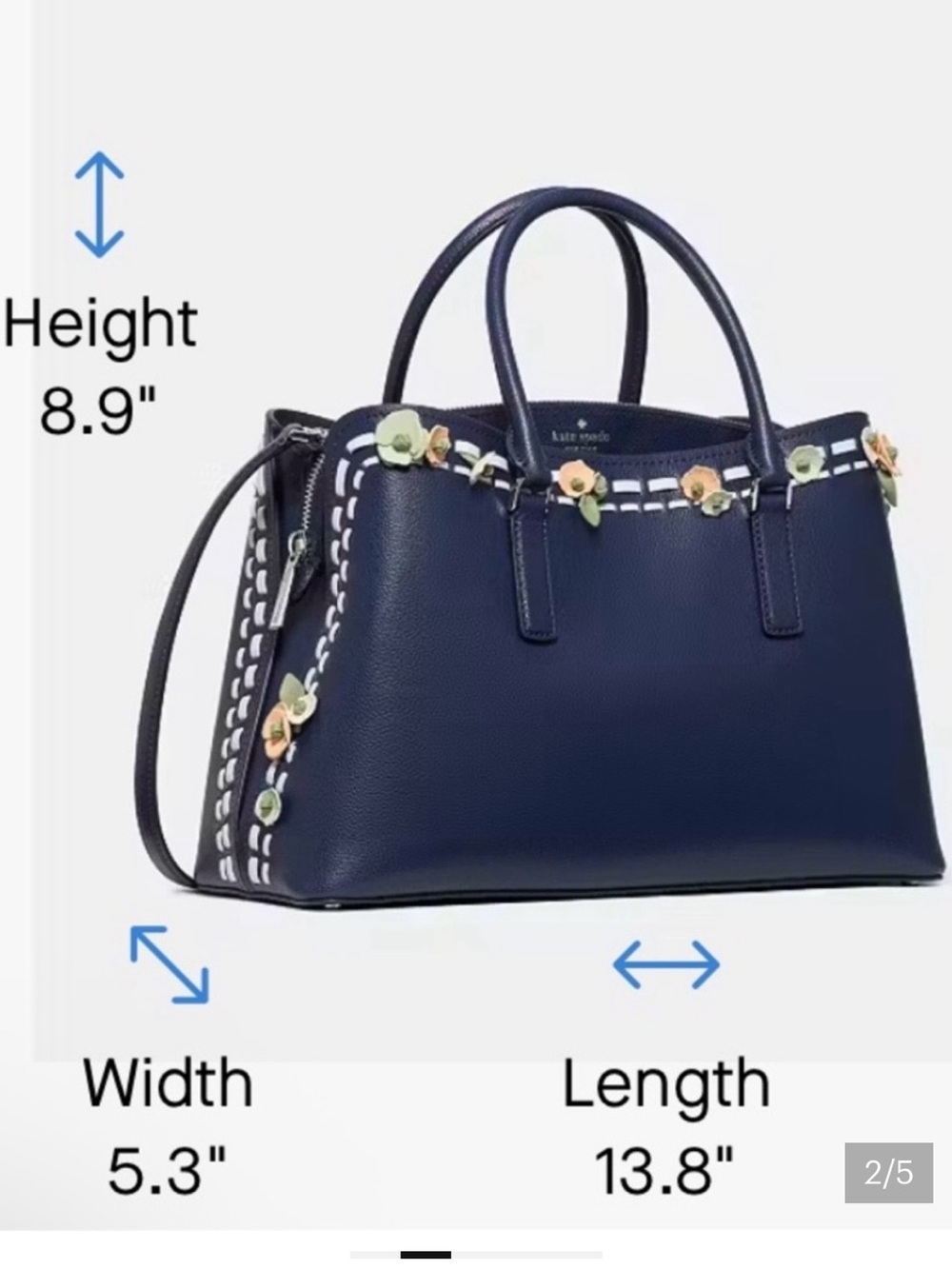 kate spade Navy Satchel with Pastel Floral Appliqués - Picture 2 of 4